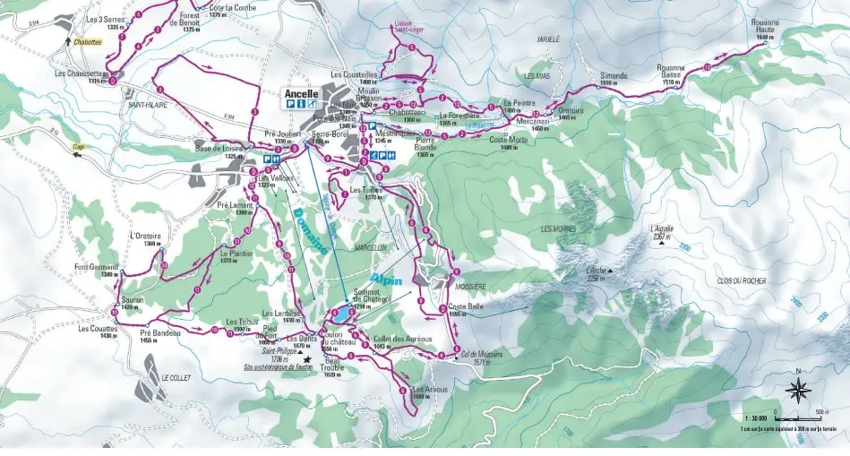 Circuits raquette balisés Ancelle