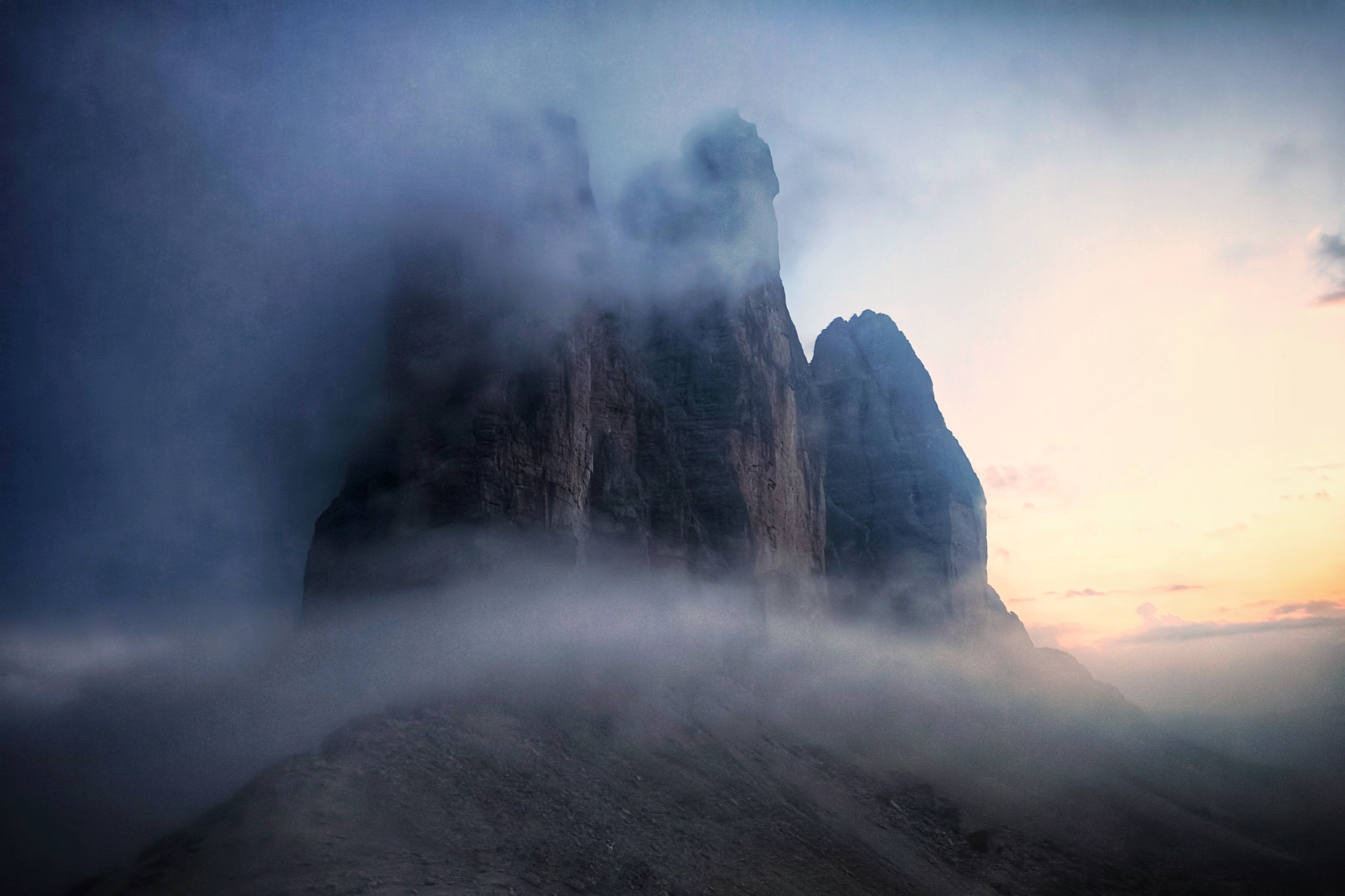 Coucher de soleil sur les Tre Cime di Lavaredo