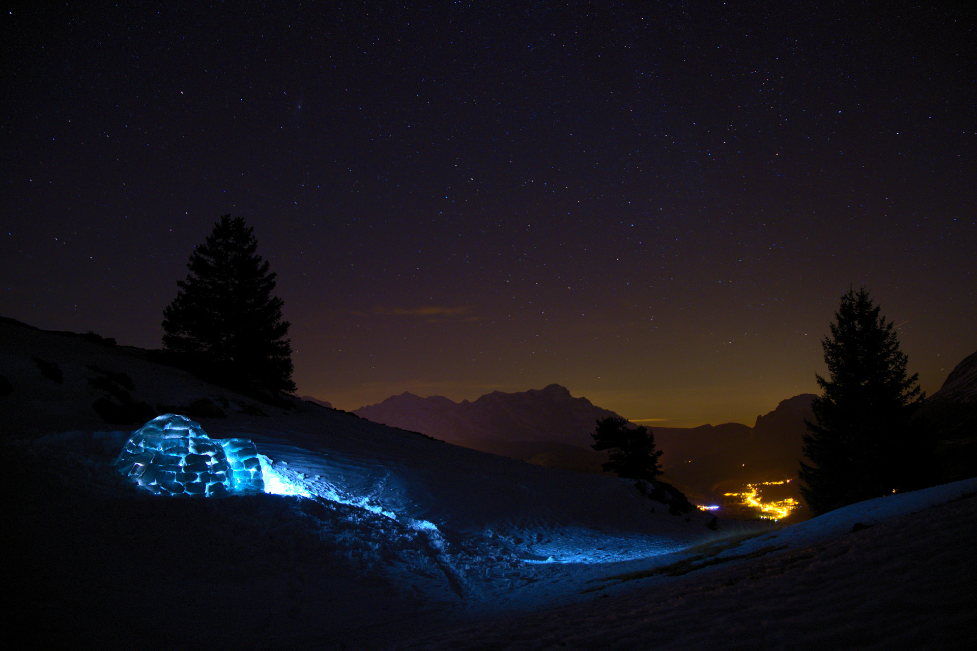 igloo paysage nocturne