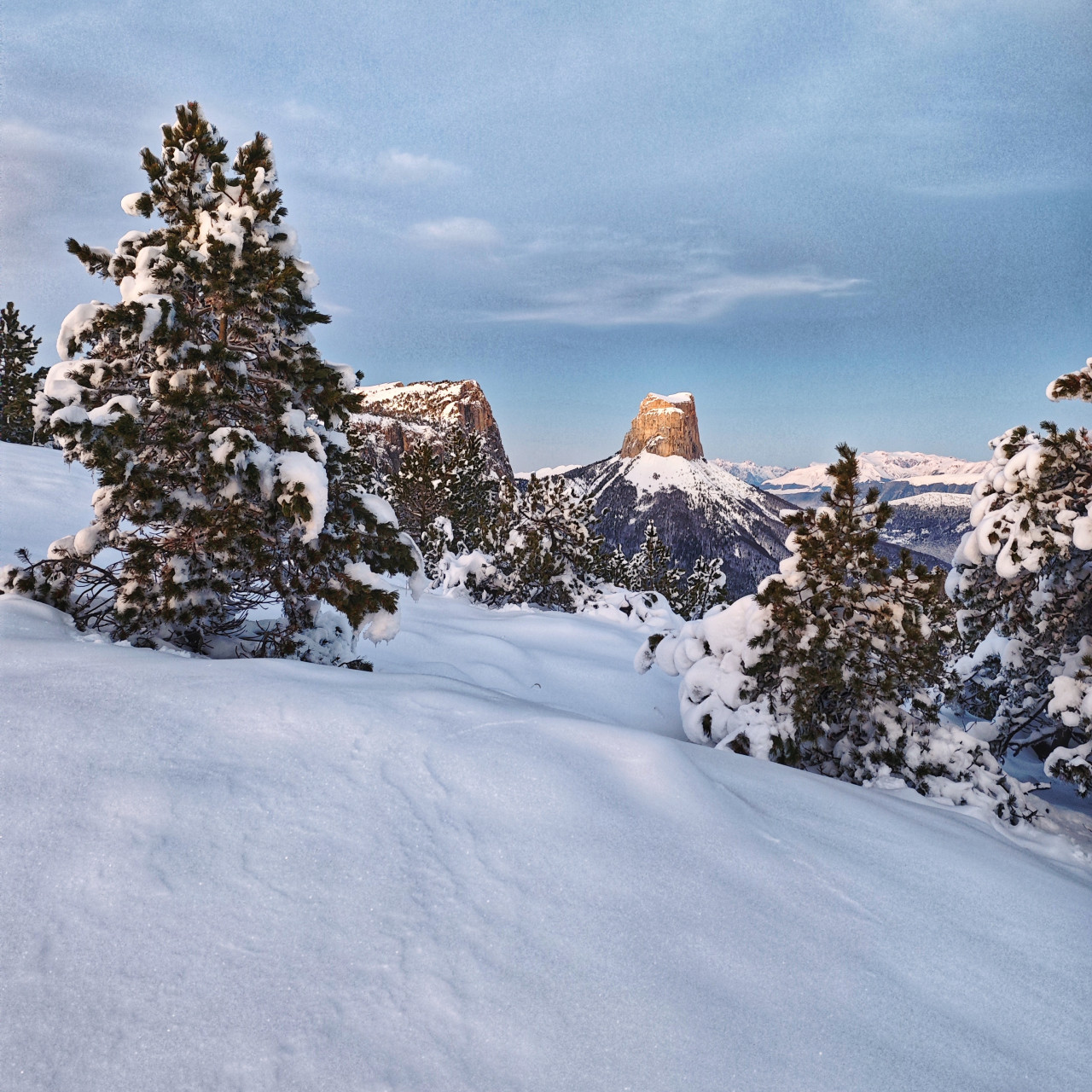 mont aiguille enneigé - hiver