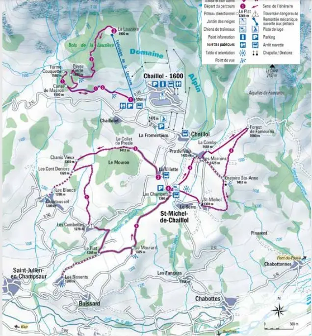 Plan circuit raquette chaillol