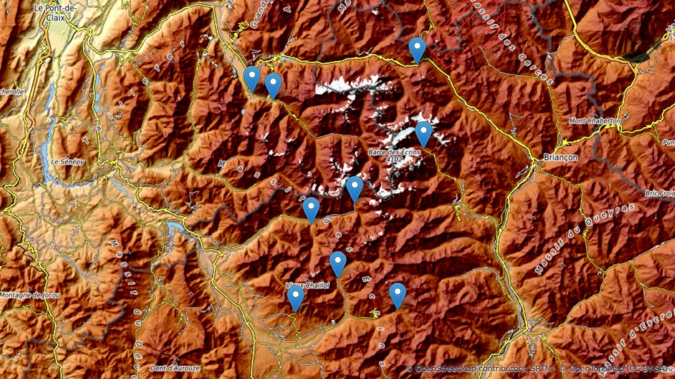 Carte de Les plus belles randonnées des Écrins 10 itinéraires à la journée dans le Parc National — Altimood