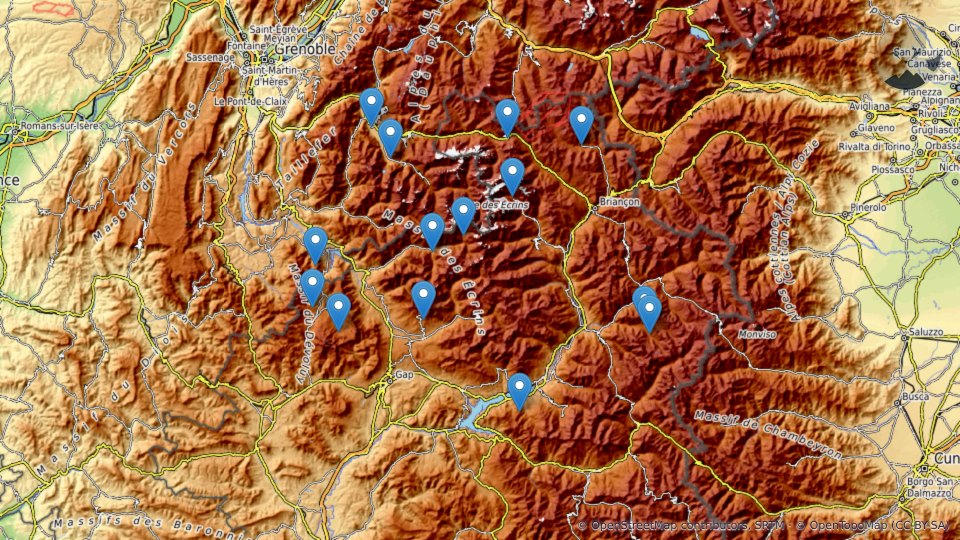 Carte de Les plus belles randonnées des Hautes-Alpes 14 itinéraires dans 6 massifs, du Glacier Blanc au lac Sainte-Anne — Altimood